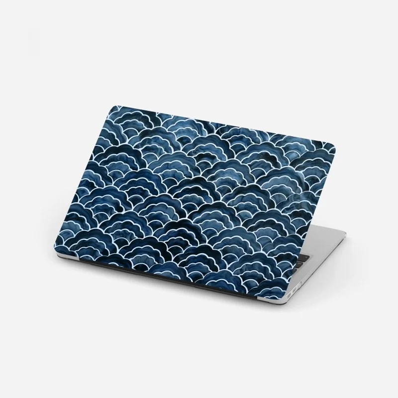 Laptop sticker japanese blue wave pattern