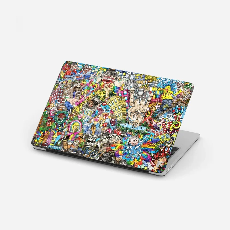 Laptop sticker colorful urban music mural collage