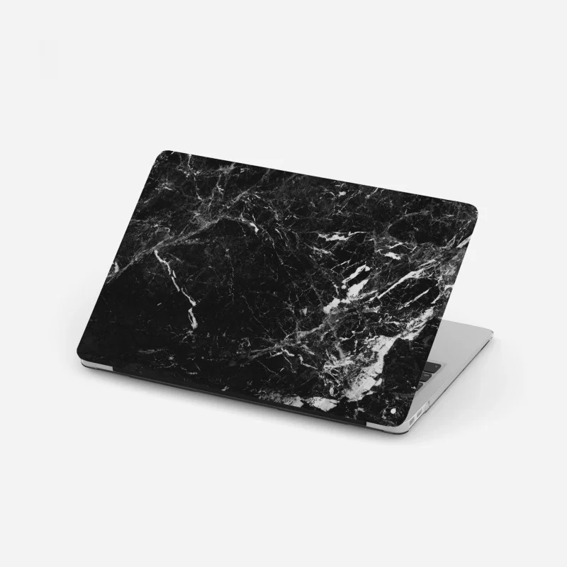 Laptop sticker black marble texture with white veins
