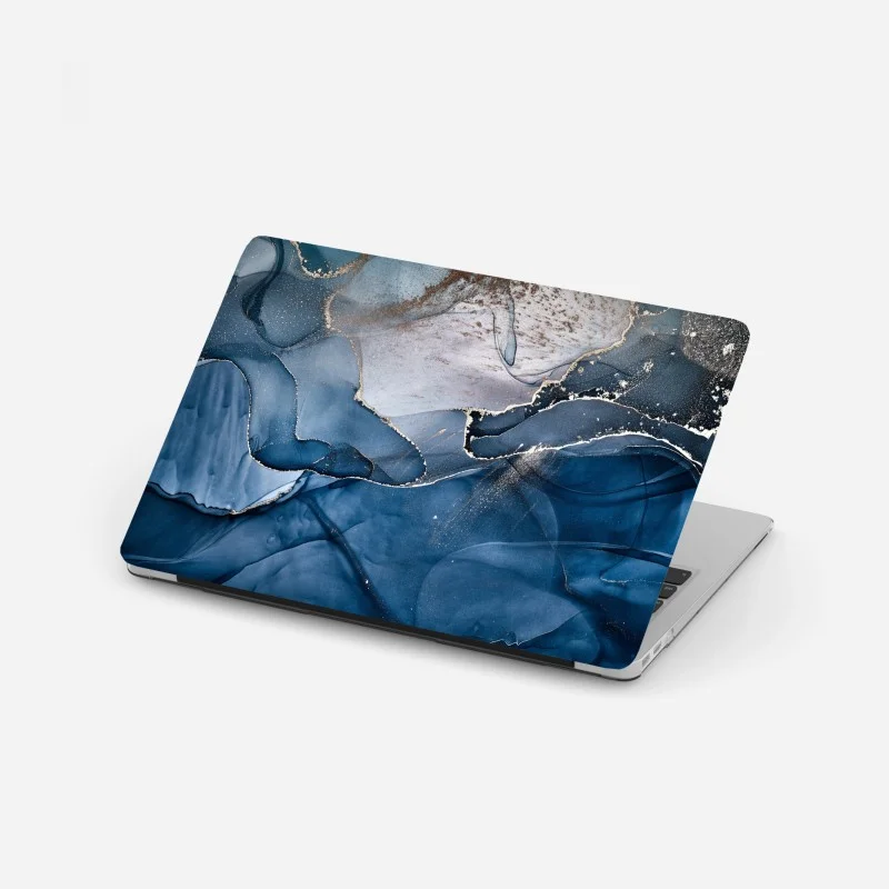 Laptop sticker deep blue marble abstract