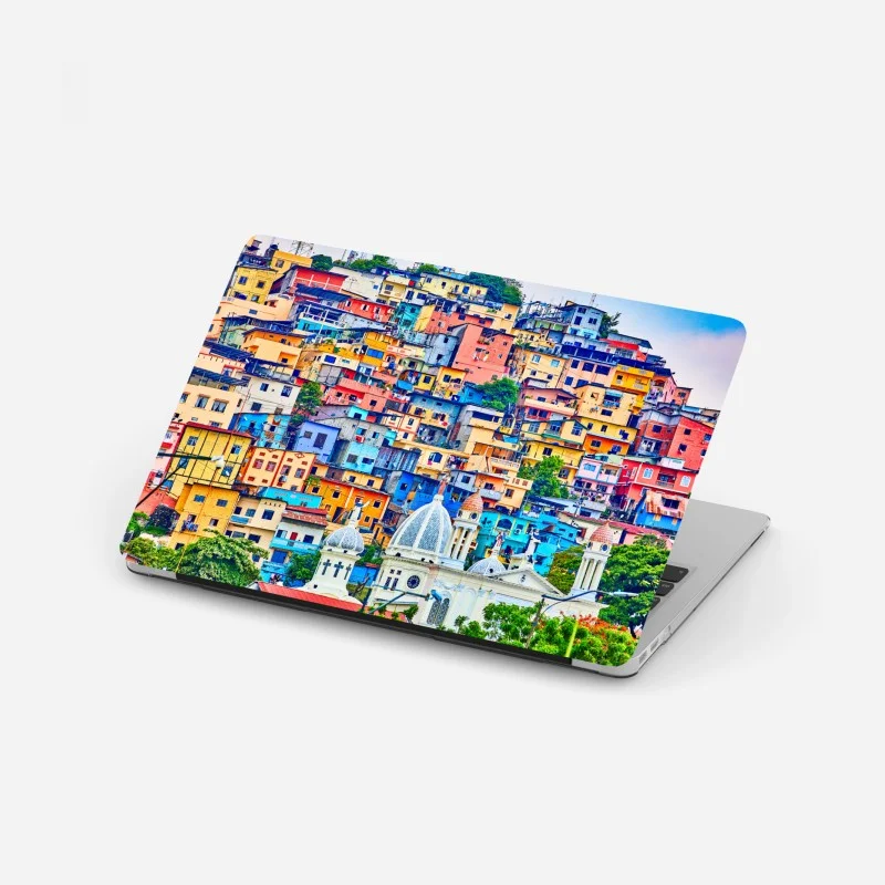 Laptop sticker colorful houses of Las Peñas on Santa Ana Hill, Guayaquil