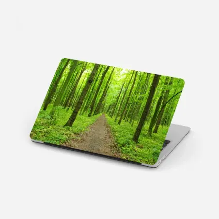 Laptop sticker serene green forest path • Wallissimo®