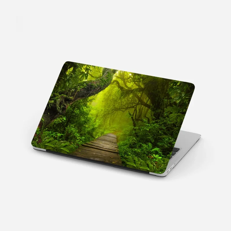 Laptop sticker mystical green forest path