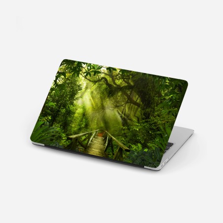 Laptop sticker sunlit forest pathway • Wallissimo®