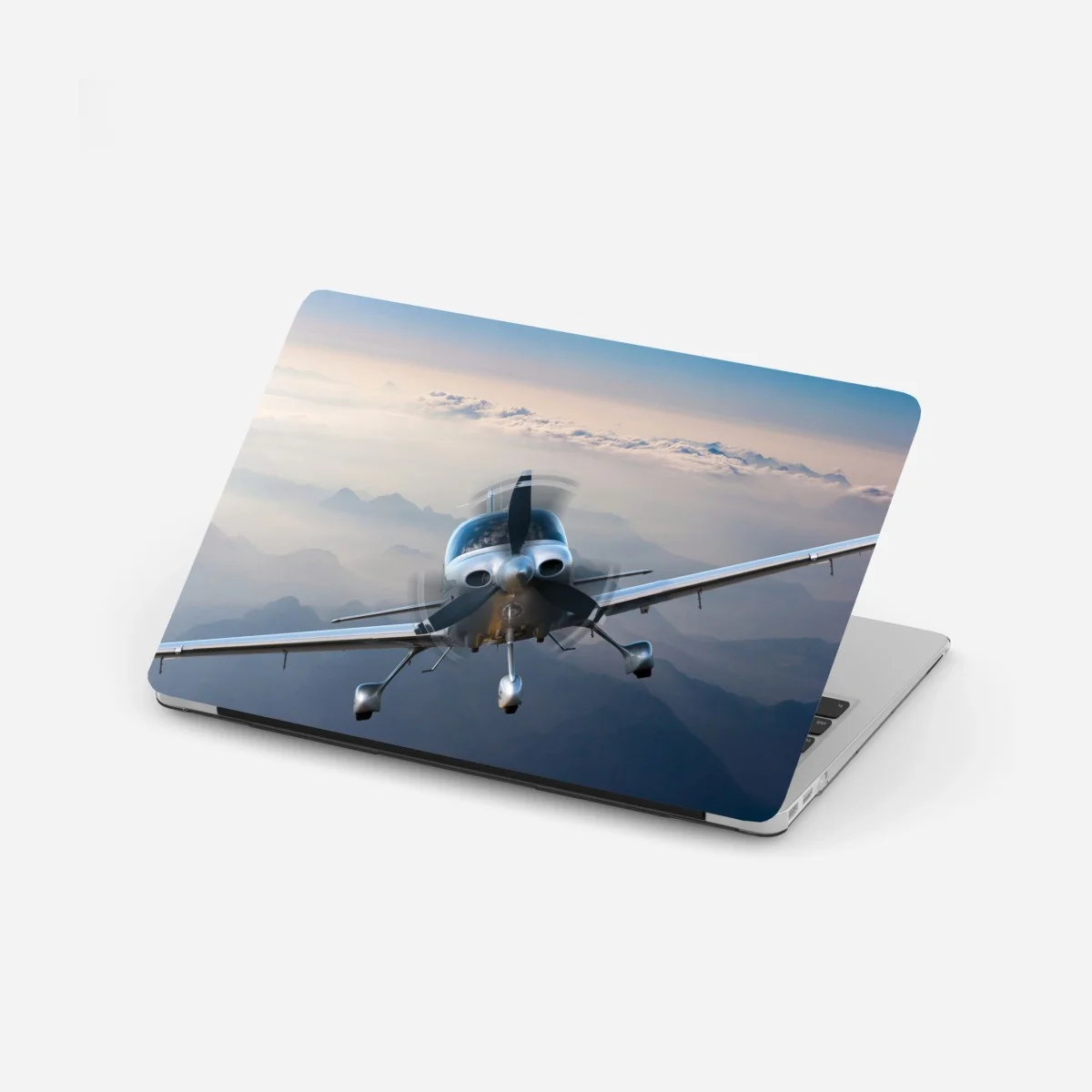 Laptop sticker silver propeller plane over misty mountains ⁕ Wallissimo® Laptop sticker silver propeller plane over misty mountains ⁕ Wallissimo®