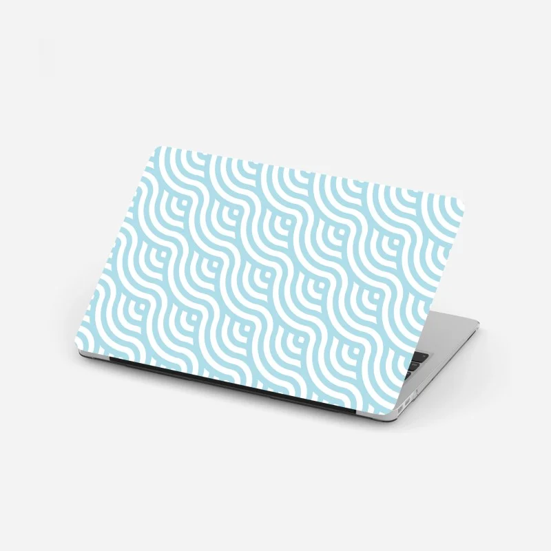Laptop sticker soft turquoise geometric wave pattern