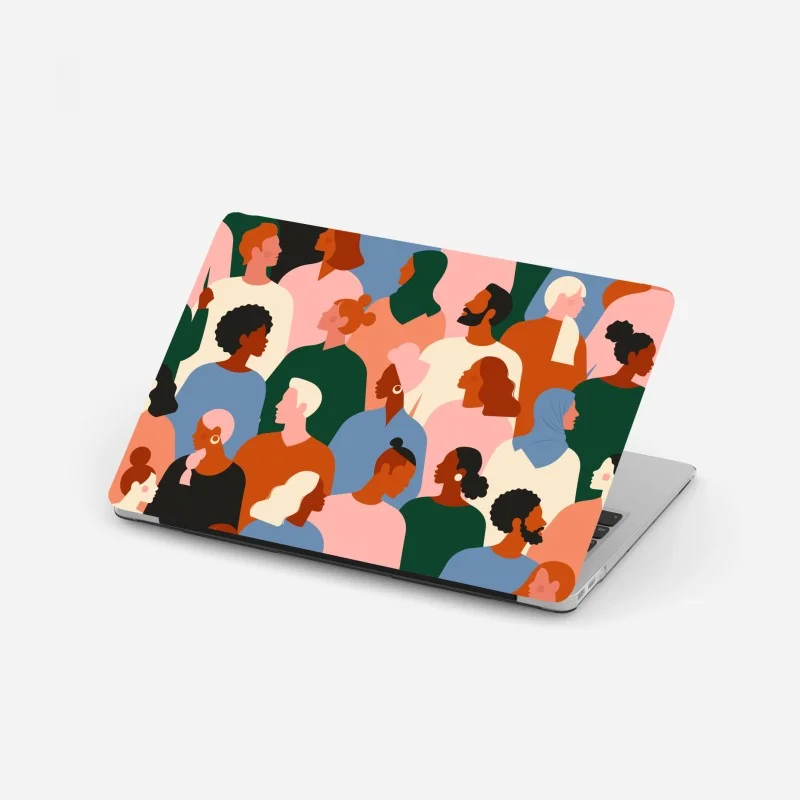 Laptop sticker diverse community portrait pattern