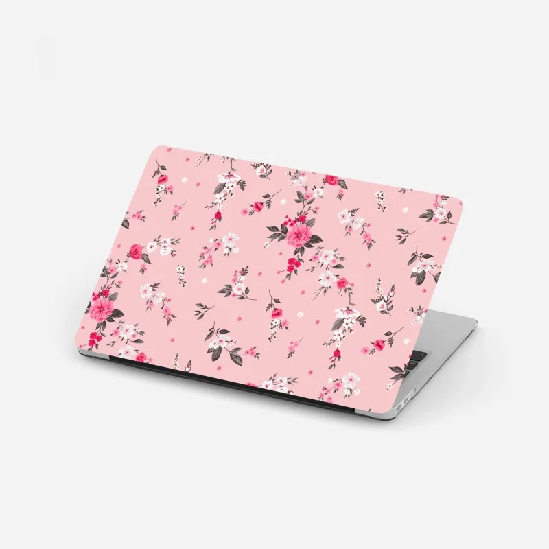 Laptop sticker delicate pink floral pattern