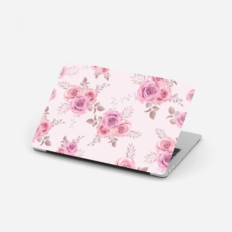 Laptop sticker delicate pink rose floral pattern