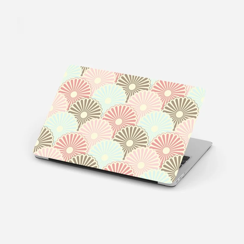 Laptop sticker pastel scallop fan pattern