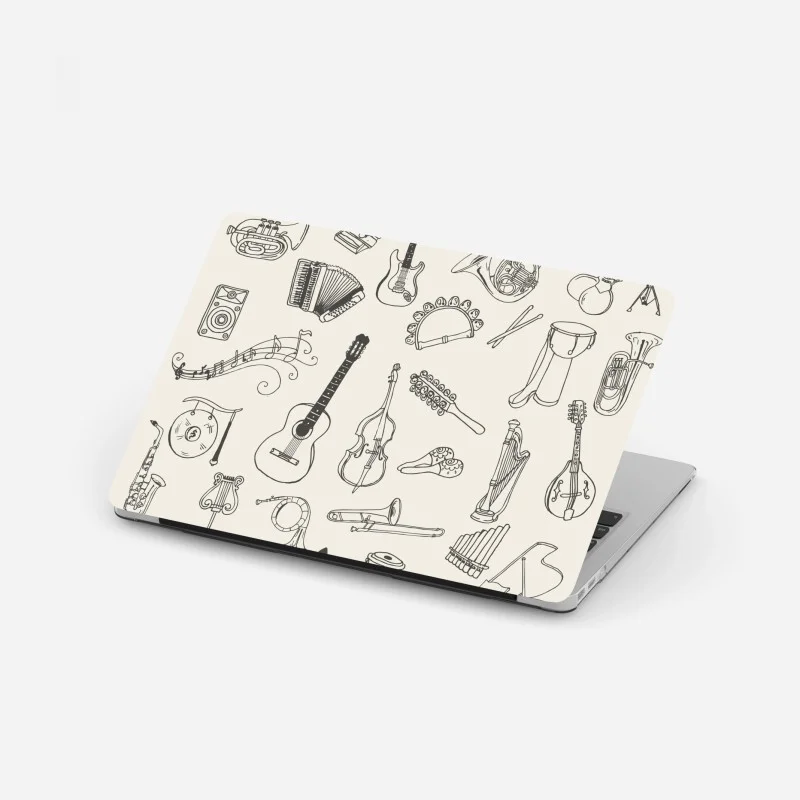 Laptop sticker hand-drawn musical instruments collage