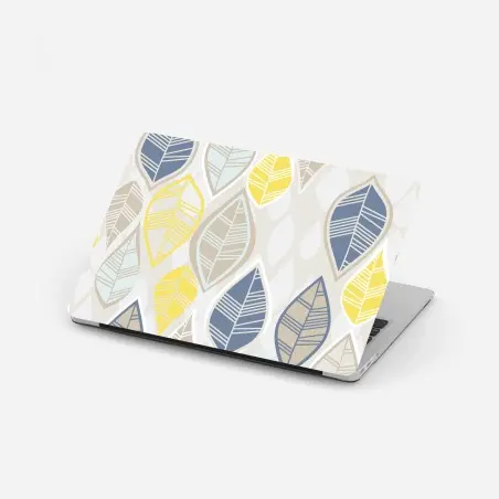 Laptop sticker scandinavian leaf pattern in soft neutrals • Wallissimo®