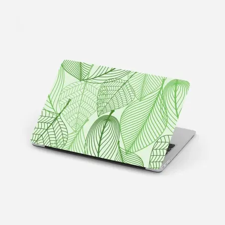 Laptop sticker green botanical leaf pattern • Wallissimo®