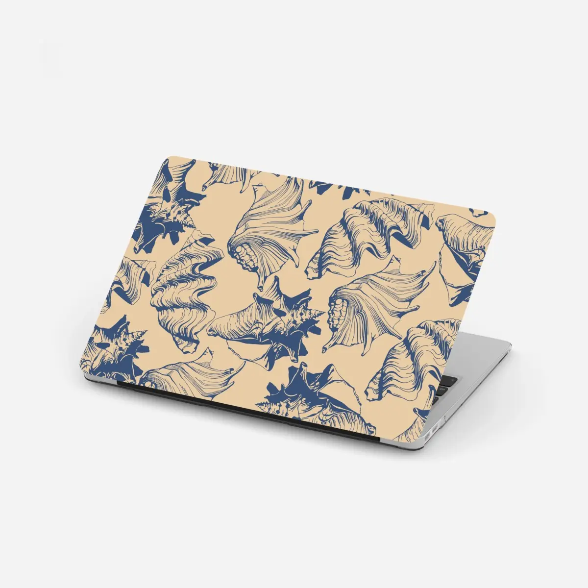 Laptop sticker nautical seashell pattern in blue and beige • Wallissimo® Laptop sticker nautical seashell pattern in blue and beige • Wallissimo®