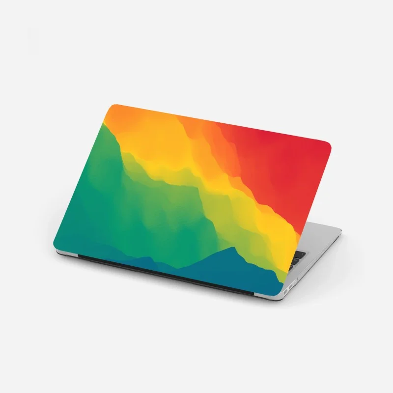Laptop sticker vibrant layered mountain gradient