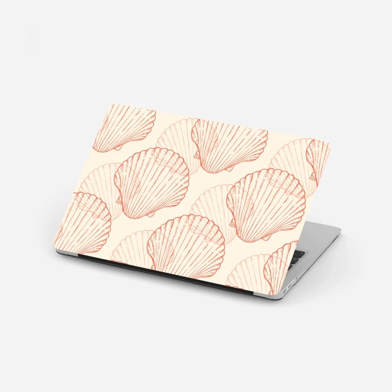 Laptop sticker coral scallop shell pattern