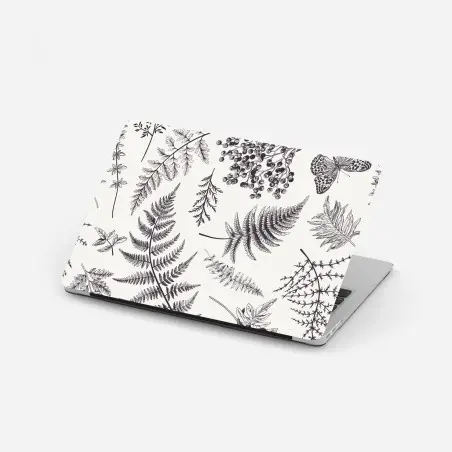 Laptop sticker monochrome botanical leaves pattern • Wallissimo®