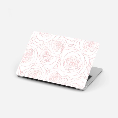 Laptop sticker delicate pink rose line pattern • Wallissimo®