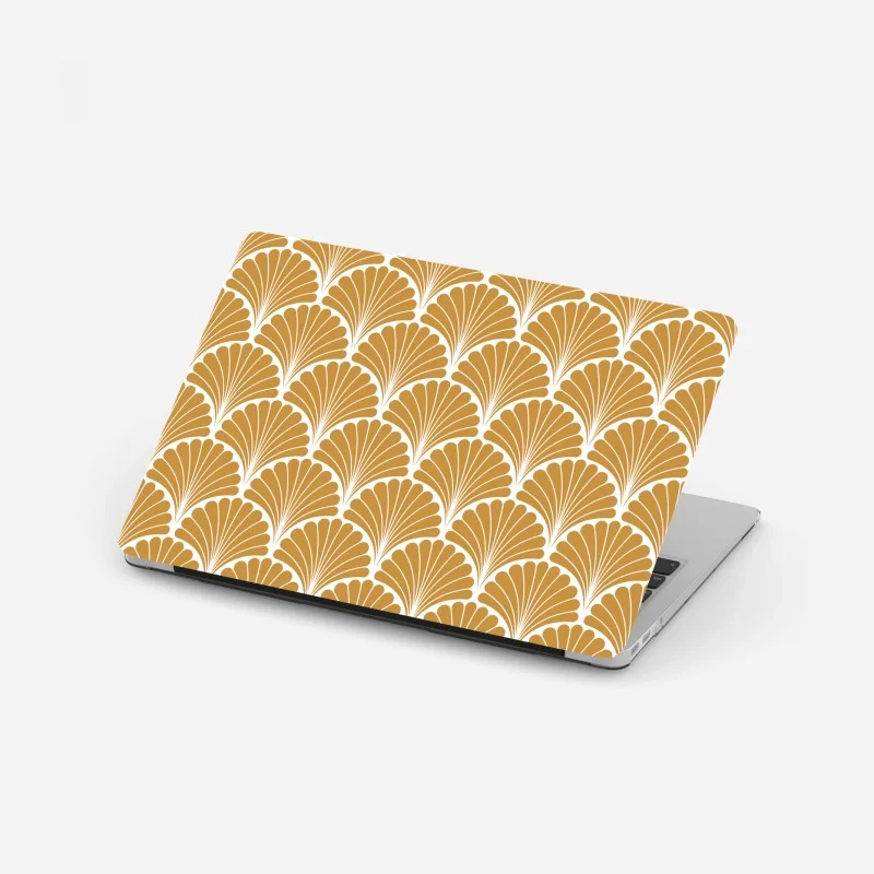 Laptop sticker golden art deco fan pattern