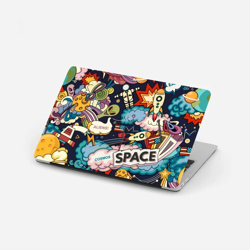 Laptop sticker colorful cosmic doodle space collage