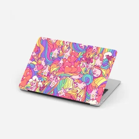 Laptop sticker playful pastel unicorns pattern • Wallissimo®