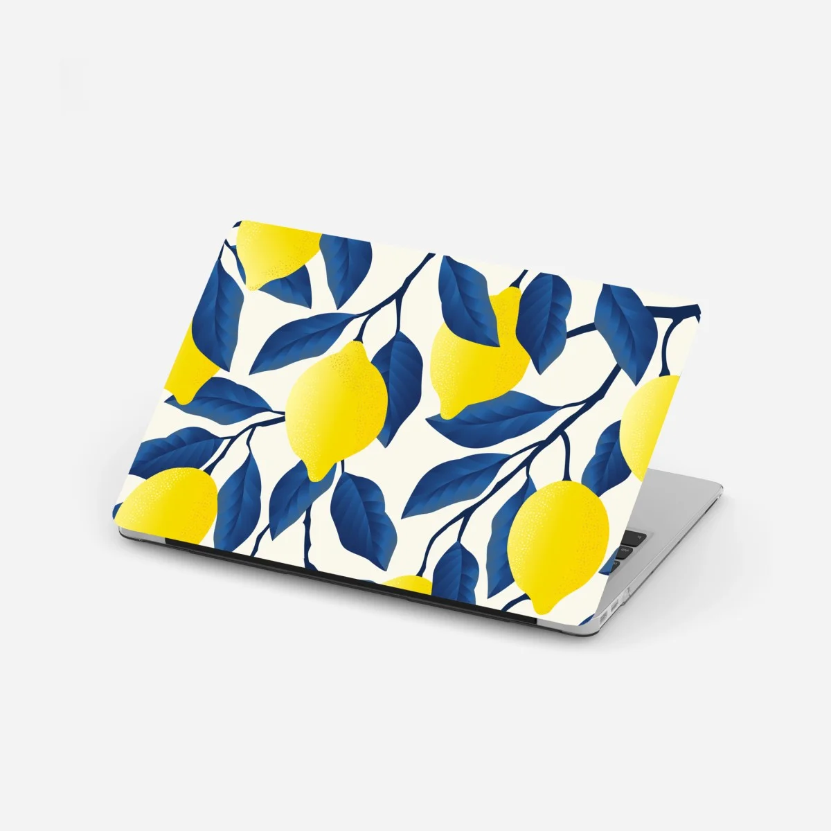 Laptop sticker vibrant lemon pattern with blue leaves ⁕ Wallissimo® Laptop sticker vibrant lemon pattern with blue leaves ⁕ Wallissimo®
