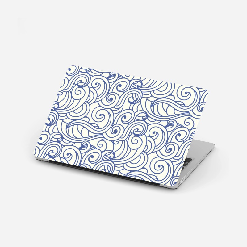 Laptop sticker blue swirl seamless pattern