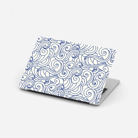 Laptop sticker blue swirl seamless pattern • Wallissimo®