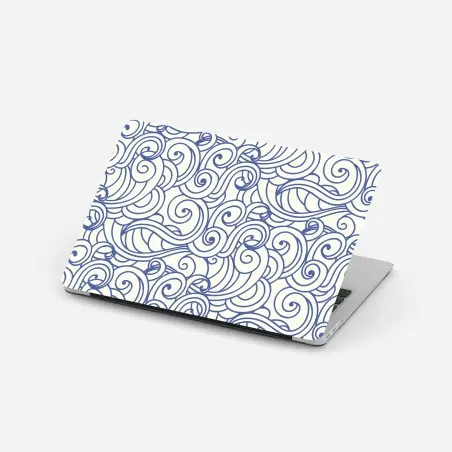 Laptop sticker blue swirl seamless pattern • Wallissimo®
