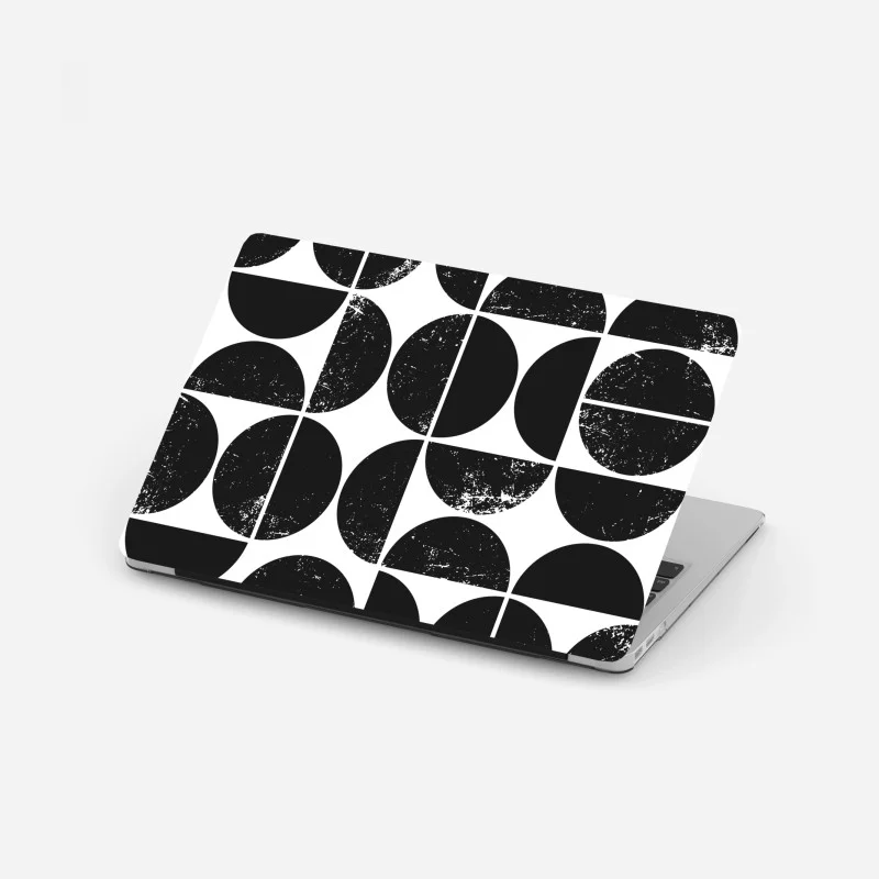 Laptop sticker black geometric circle pattern