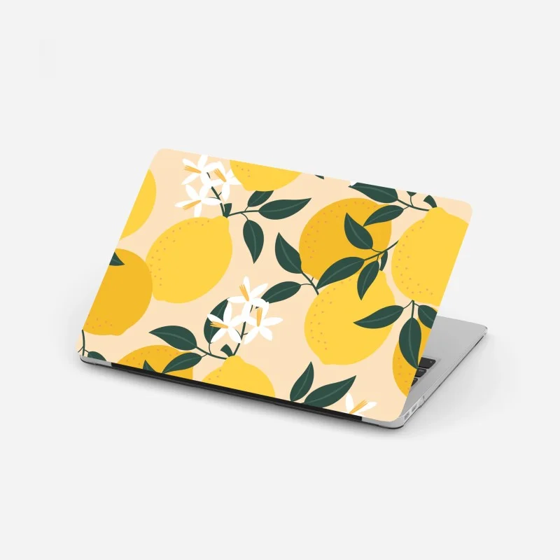 Laptop sticker bright lemon botanical pattern
