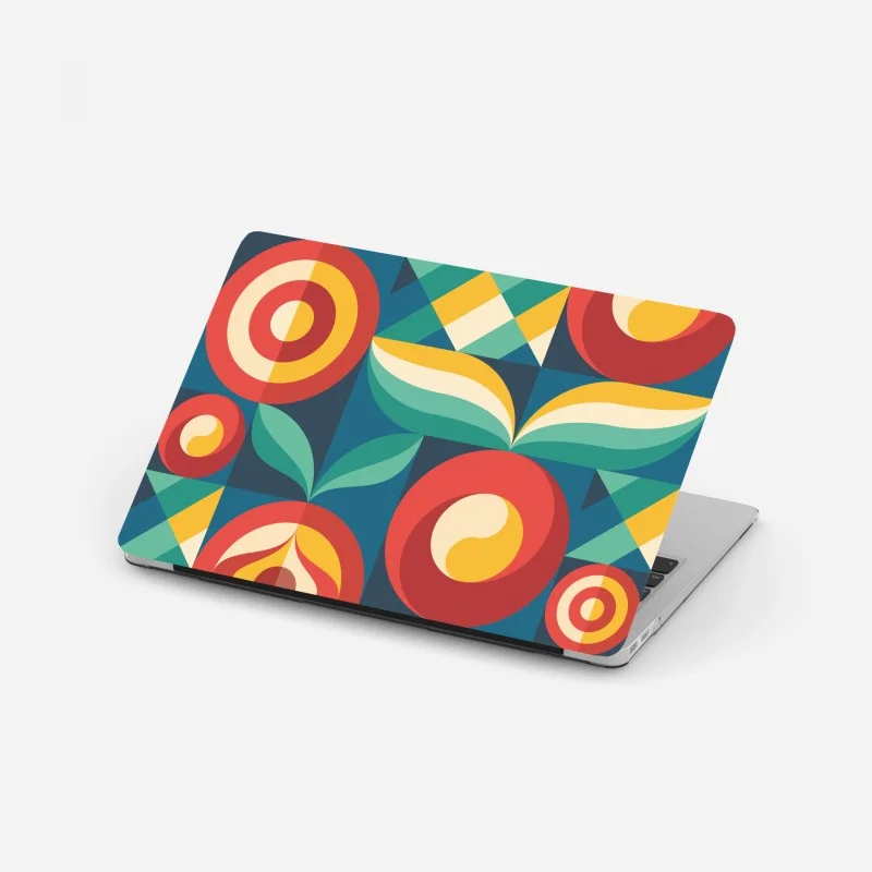 Laptop sticker vibrant geometric floral pattern