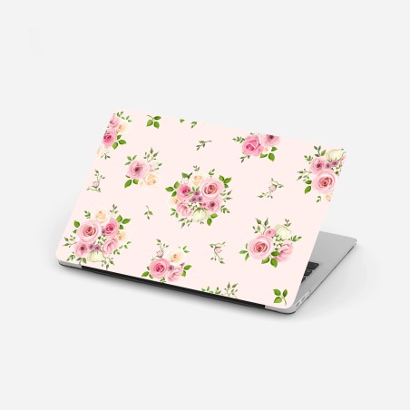 Laptop sticker delicate pink rose bouquet pattern • Wallissimo®