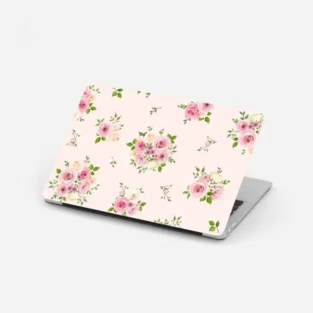 Laptop sticker delicate pink rose bouquet pattern • Wallissimo®