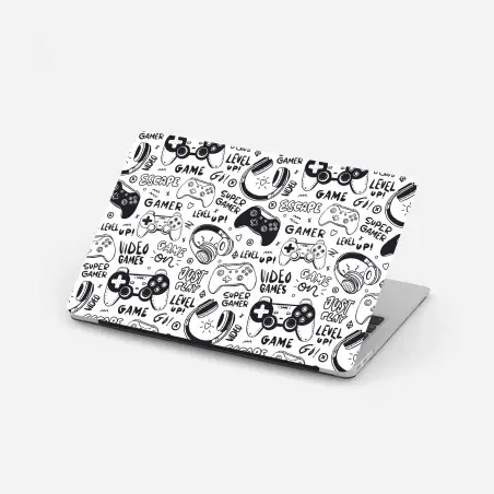 Laptop sticker gaming doodle pattern with controllers • Wallissimo®