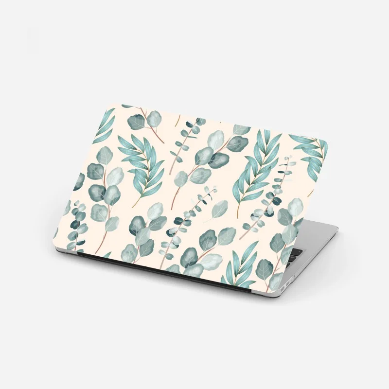 Laptop sticker pastel eucalyptus leaf pattern