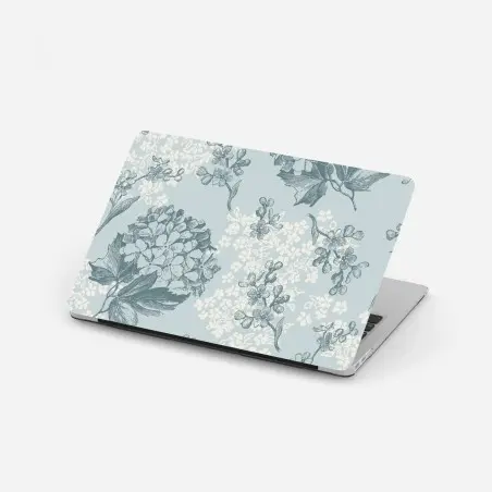 Laptop sticker soft pastel hydrangea botanical pattern • Wallissimo®