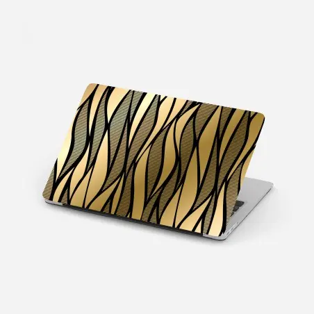 Laptop sticker luxury gold abstract wave pattern • Wallissimo®