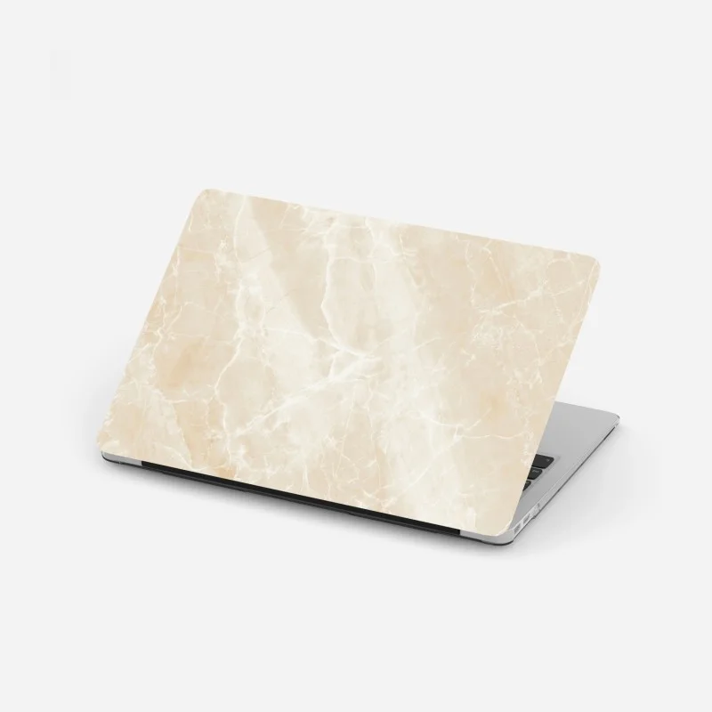 Laptop sticker beige marble texture with white veining