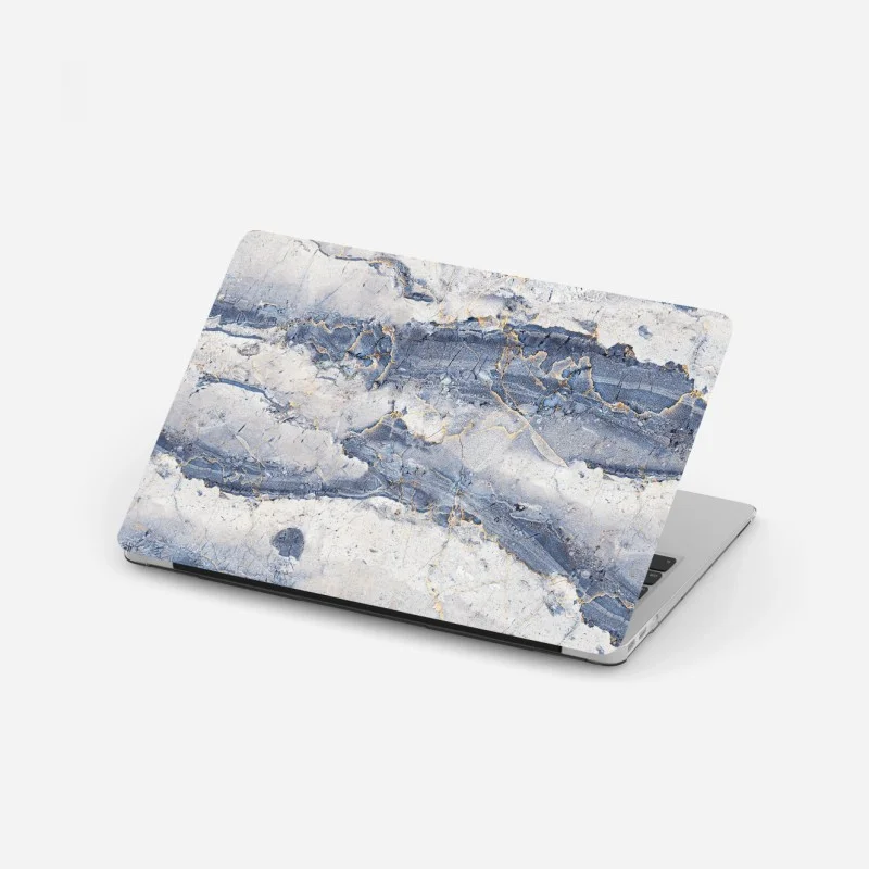 Laptop sticker blue marble texture with gold veins