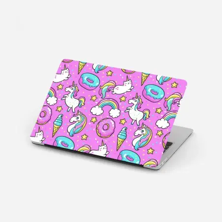 Laptop sticker pastel unicorns and sweets pattern • Wallissimo®
