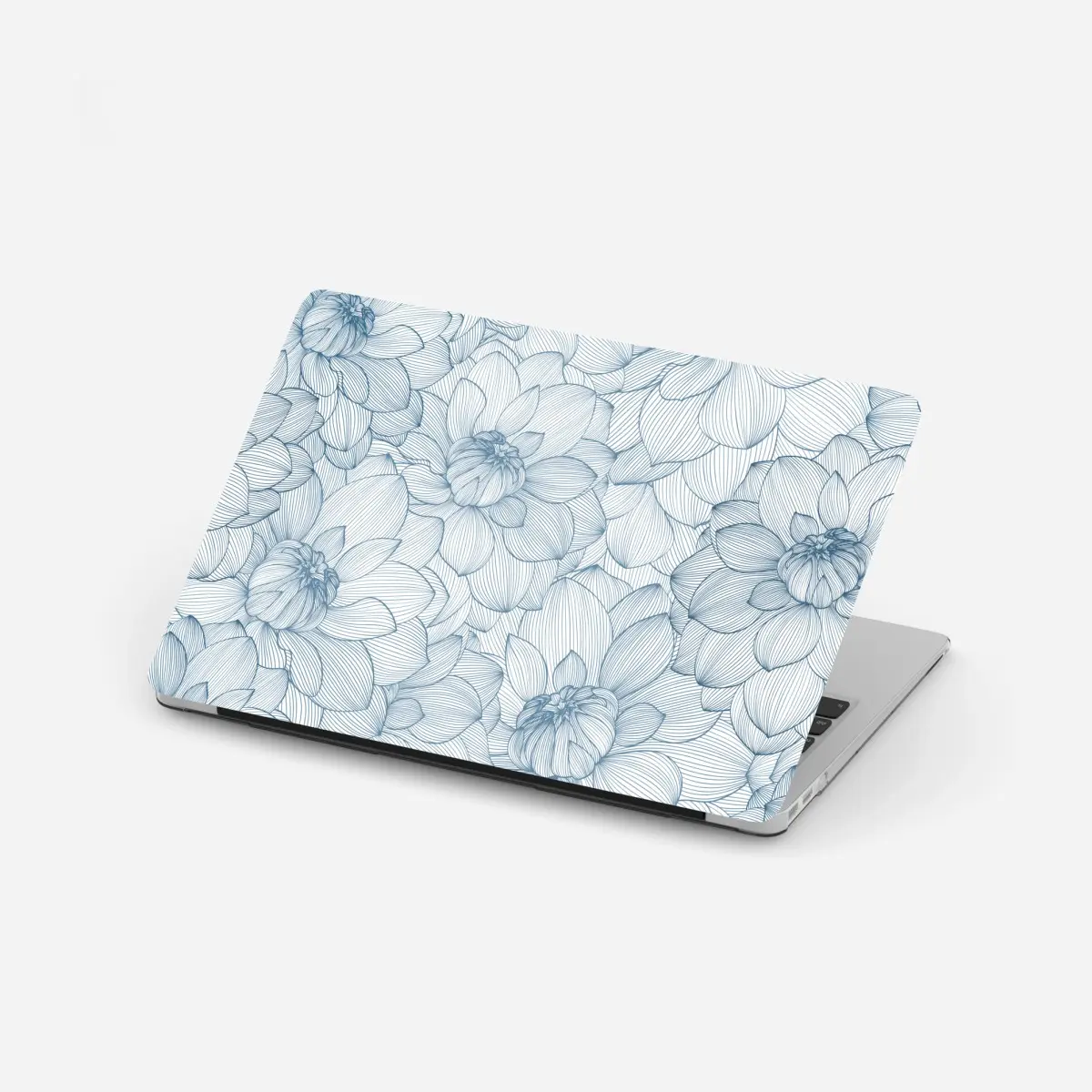 Laptop sticker delicate blue floral linework • Wallissimo® Laptop sticker delicate blue floral linework • Wallissimo®
