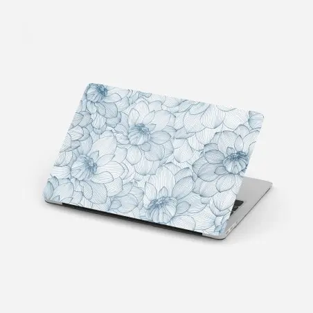 Laptop sticker delicate blue floral linework • Wallissimo®