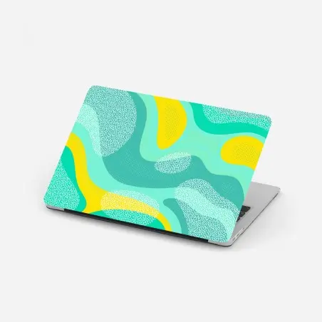 Laptop sticker turquoise and yellow abstract pattern • Wallissimo®