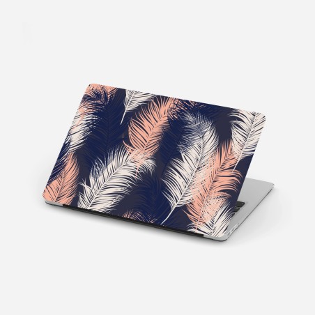 Laptop sticker navy and blush feather pattern • Wallissimo®