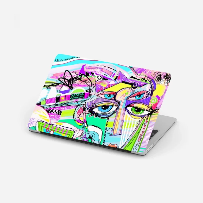 Laptop sticker vibrant abstract face portrait