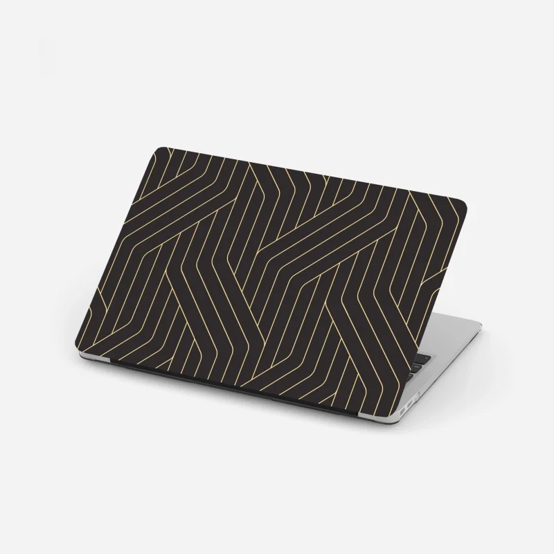 Laptop sticker geometric art deco pattern with gold lines