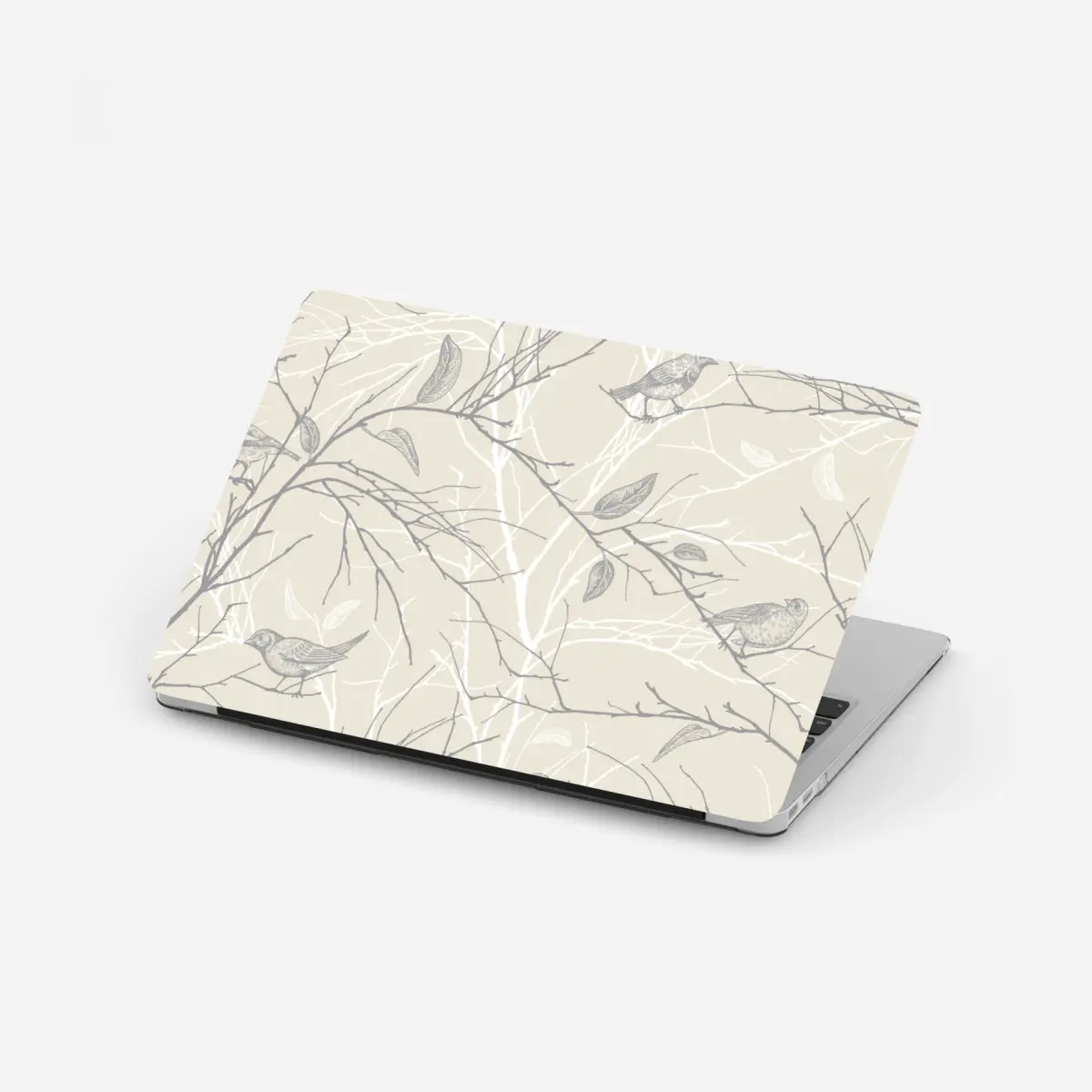 Laptop sticker soft beige bird and branch pattern • Wallissimo® Laptop sticker soft beige bird and branch pattern • Wallissimo®