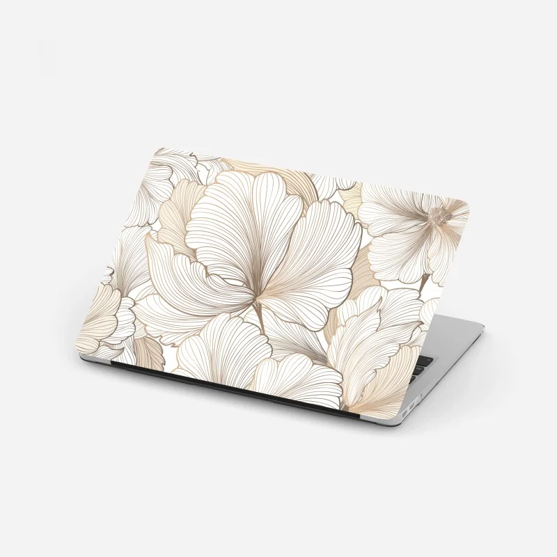 Laptop sticker delicate beige floral illustration
