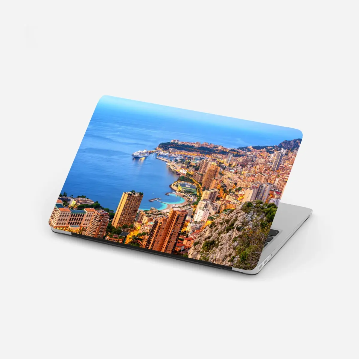 Laptop sticker Monaco coastal cityscape at dusk • Wallissimo® Laptop sticker Monaco coastal cityscape at dusk • Wallissimo®